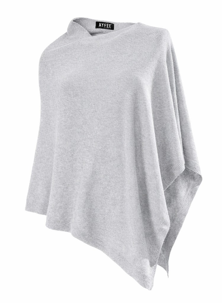 PONCHO MAGLIA, T.U., 10%CASHEMERE 33%MERINO 33%VI 24%POLY, MADE IN ITALY       - LIGHT GREY